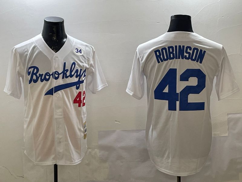 Men Los Angeles Dodgers #42 Robinson White Throwback Game 2025 Nike MLB Jersey style 3->los angeles dodgers->MLB Jersey